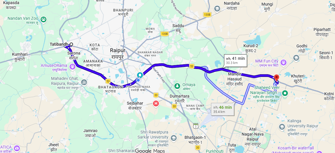 TATIBANDH TO NAWAGAON(MANDIR HASASUD) 30.3KM